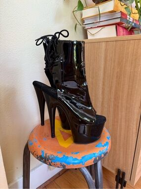 Adore 1018 Black Patent Pleaser Ankle Boots